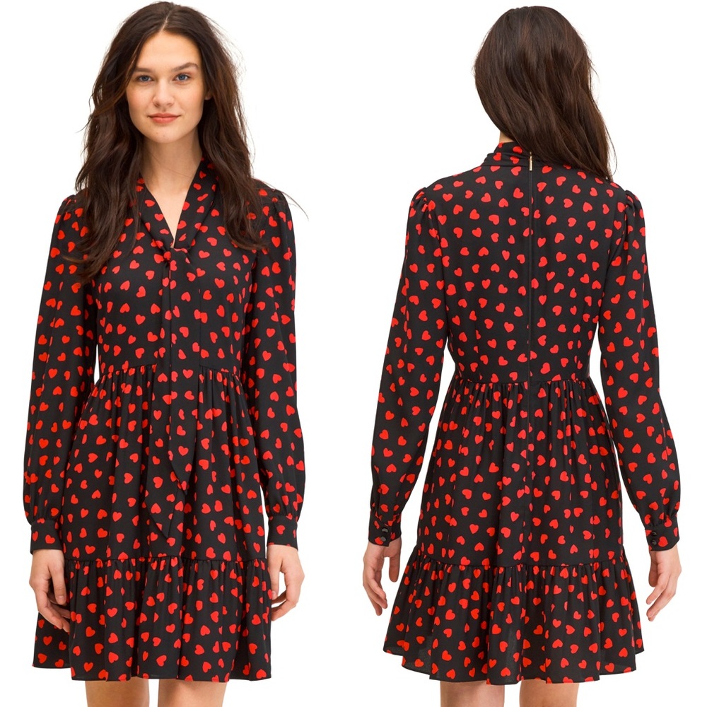 Kate Spade Heartbeat Tie Neck Shirtdress Size 6